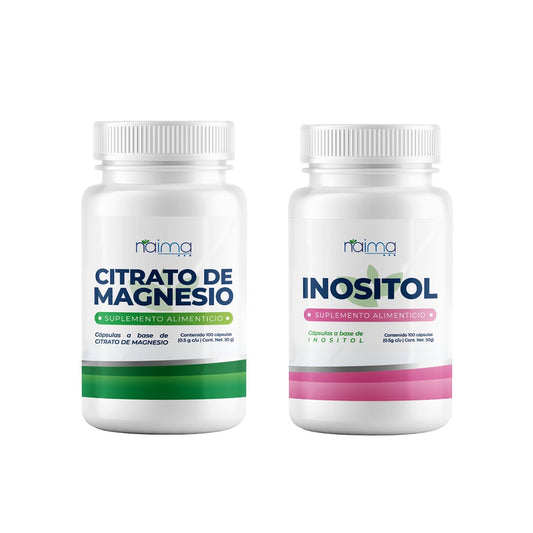Citrato de Magnesio e Inositol 500mg - 100 o 200 Cápsulas por Frasco