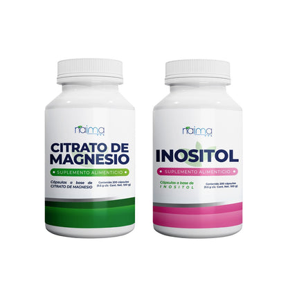 Citrato de Magnesio e Inositol 500mg - 100 o 200 Cápsulas por Frasco