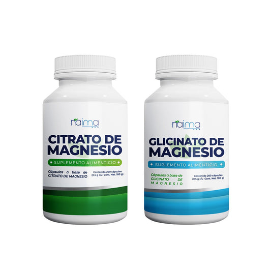 Citrato de Magnesio y Glicinato de Magnesio 500mg - 100 Cápsulas por Frasco