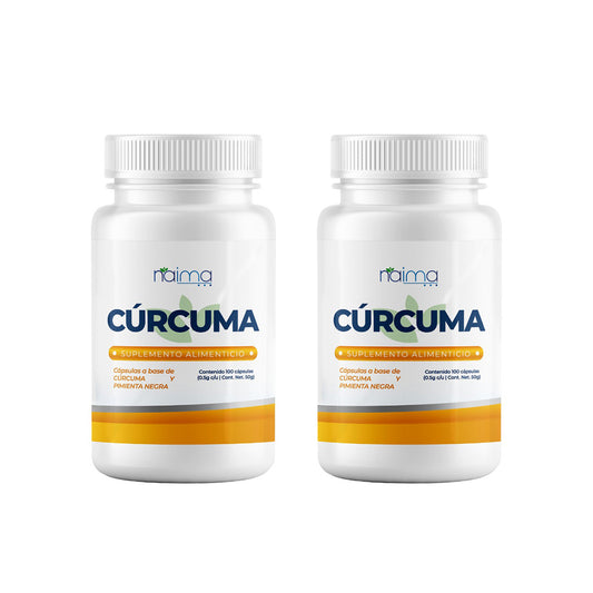 Cúrcuma Con Pimienta Negra 500mg - 100 Cápsulas por Frasco - 2 Frasco
