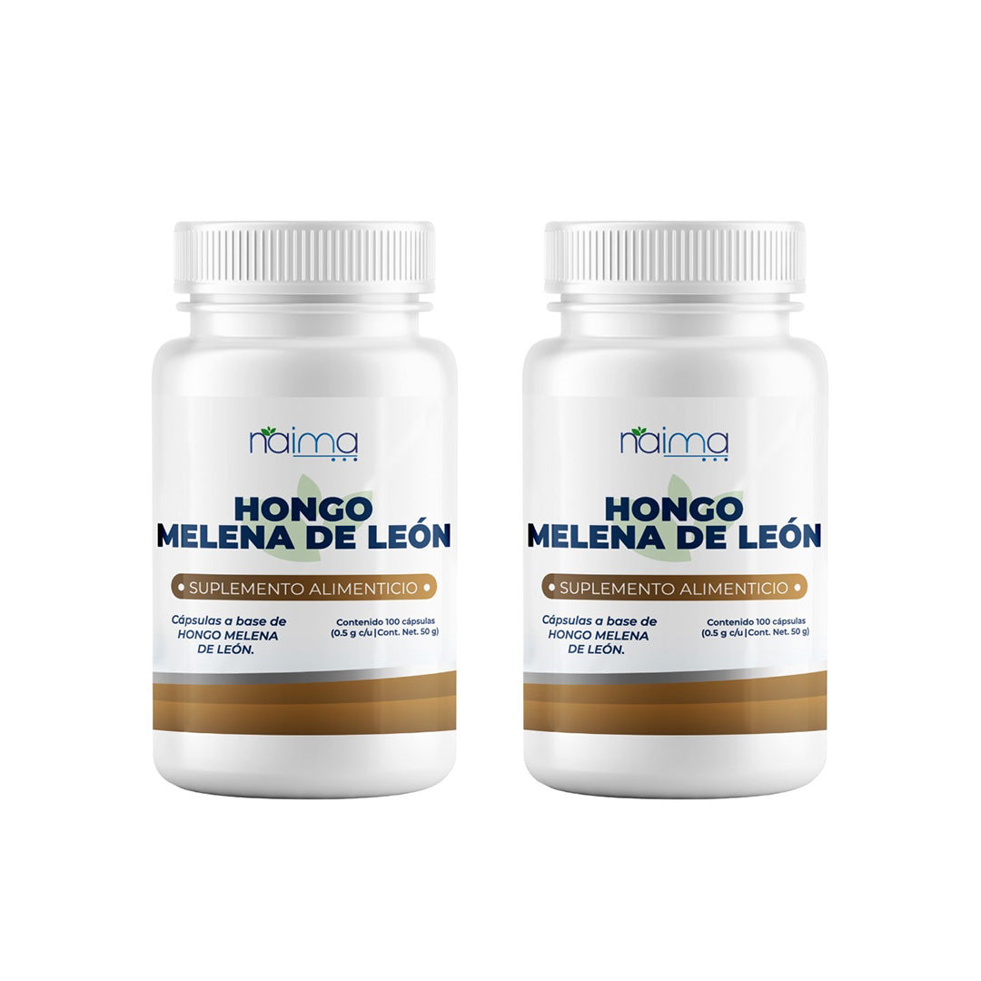 Hongo Melena de León Organico 500mg - 100 Cápsulas por Frasco - 2 Frascos