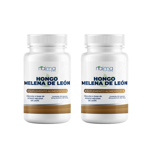 Hongo Melena de León Organico 500mg - 100 Cápsulas por Frasco - 2 Frascos