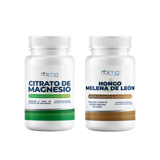 Citrato de Magnesio y Hongo Melena de Leon 500mg - 100 Cápsulas por Frasco