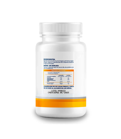 Cúrcuma Con Pimienta Negra 500mg - 100 Cápsulas por Frasco