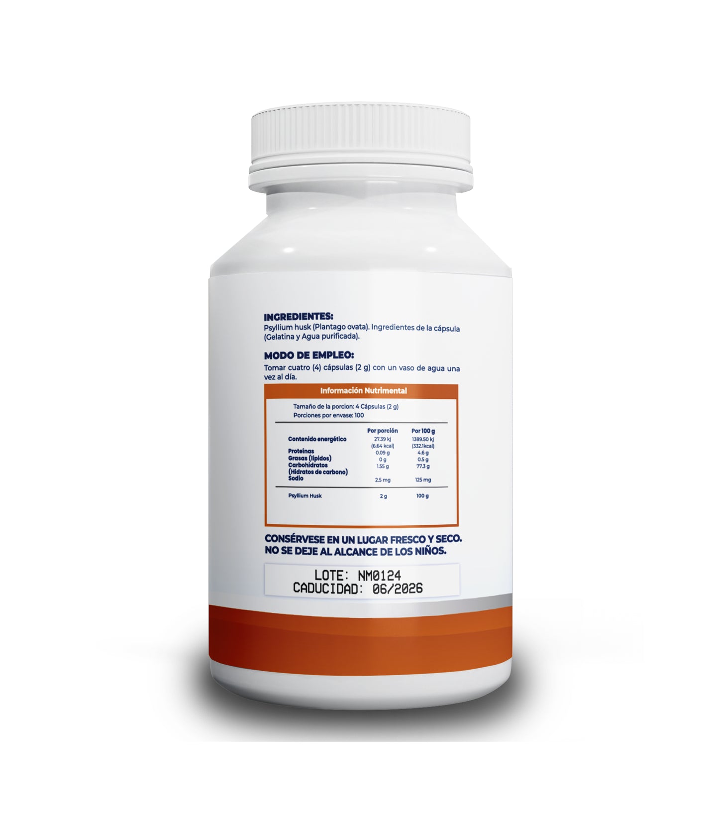 Psyllium husk 500mg - 200 Cápsulas por Frascos