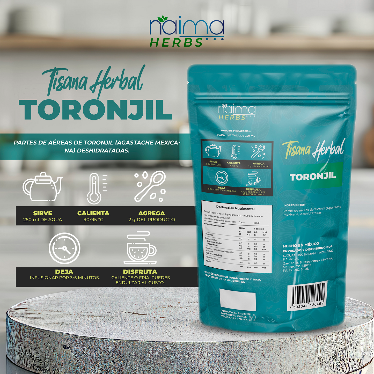 Toronjil - 100 gr de té 100% Natural, Tisana Organica