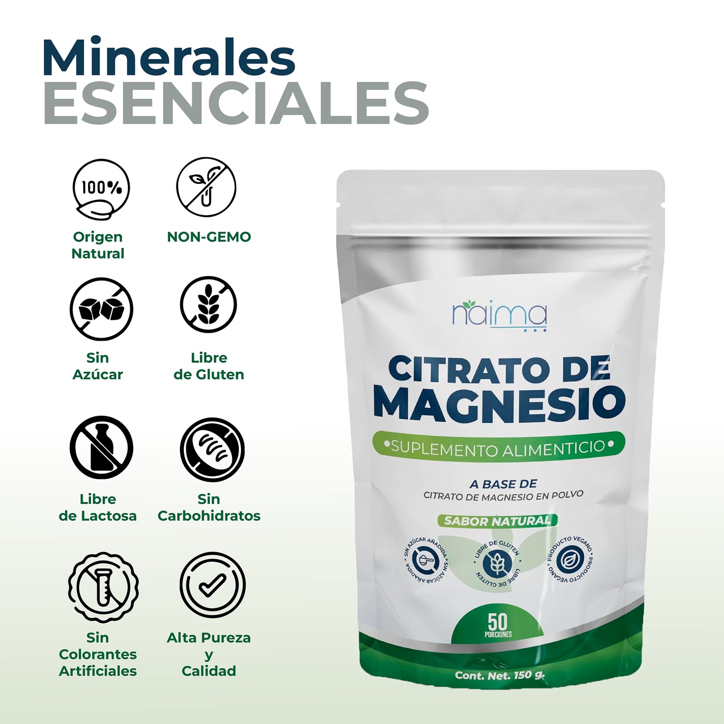 Polvo Citrato De Magnesio sabor natural 150g