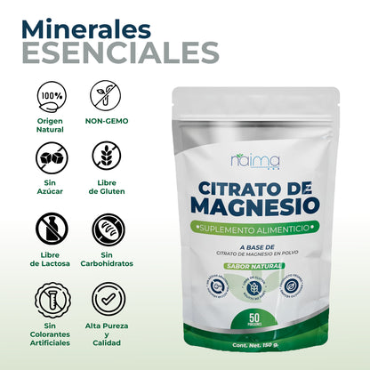 Polvo Citrato De Magnesio sabor natural 150g