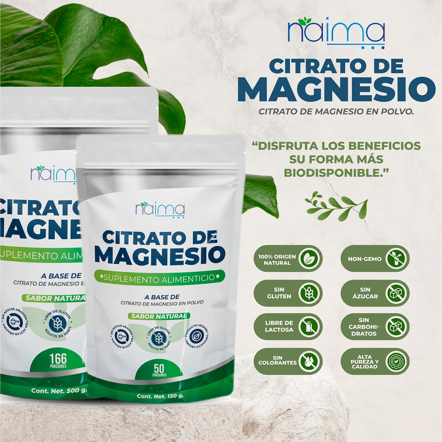 Polvo Citrato De Magnesio sabor natural 150g