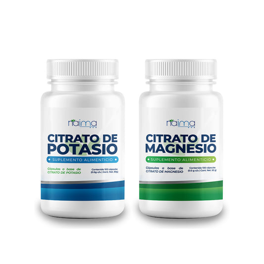 Citrato de Magnesio y Citrato de Potasio 500mg - 100 Cápsulas por Frasco