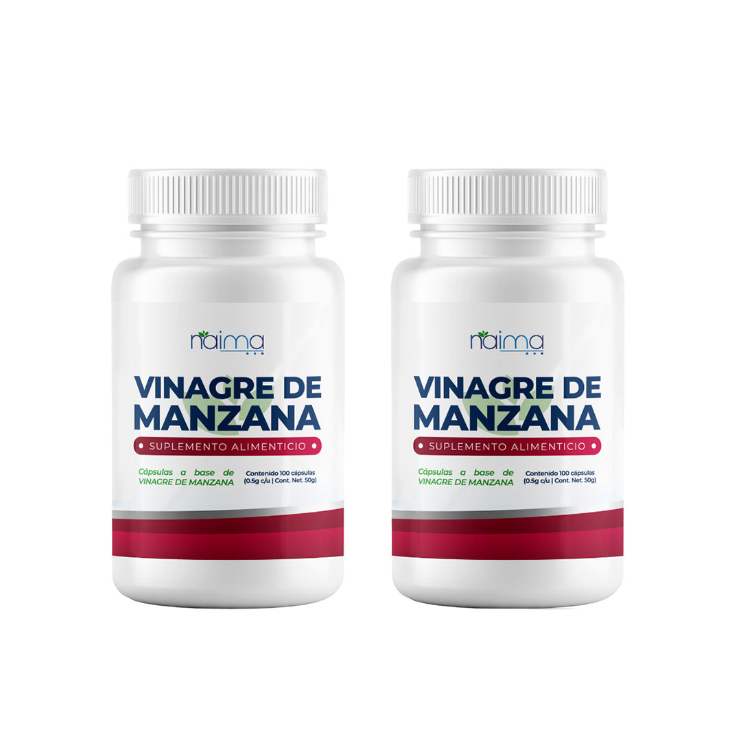 Vinagre de Manzana 500mg - 100 Cápsulas por Frasco - 2 Frascos