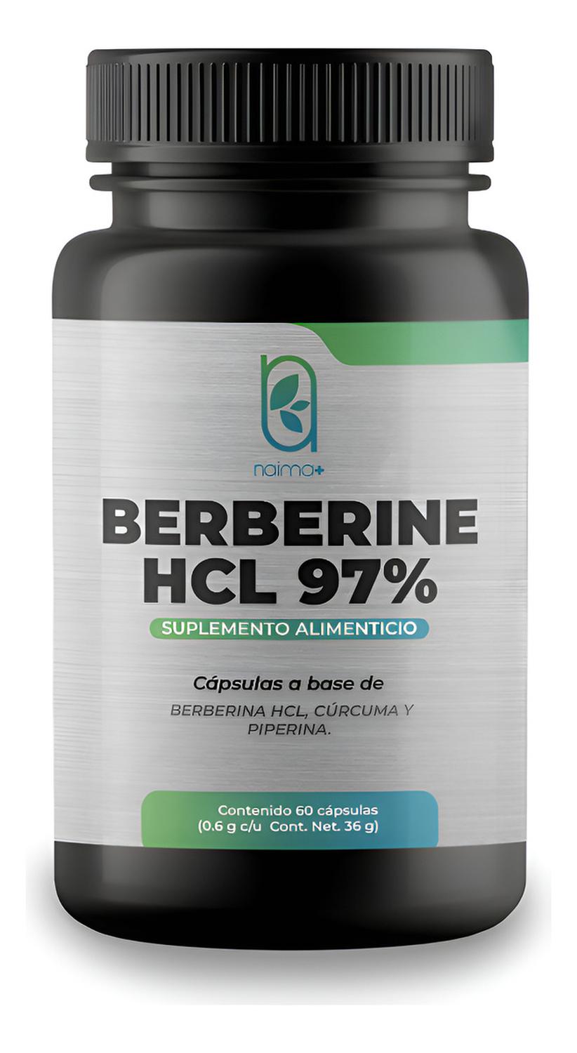 NAIMA Berberine HCL 97%, 60 Cápsulas | Suplemento Alimenticio 100% Puro| Ingredientes Naturales con Piperina y Cúrcuma| Complemento Digestivo NAIMA y Antioxidante | Alta Absorción, Sin Aditivos