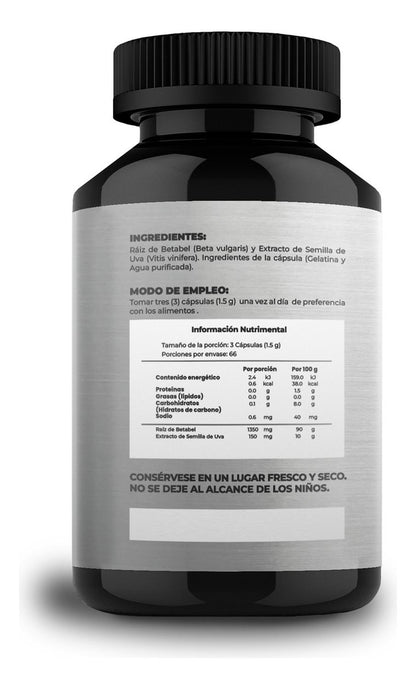 NAIMA Betabel 200 Cápsulas | Suplemento Alimenticio 100% Puro y Natural | Bienestar Cardiovascular y Cognitivo | Superfood | Antioxidante Natural | Beet Root |