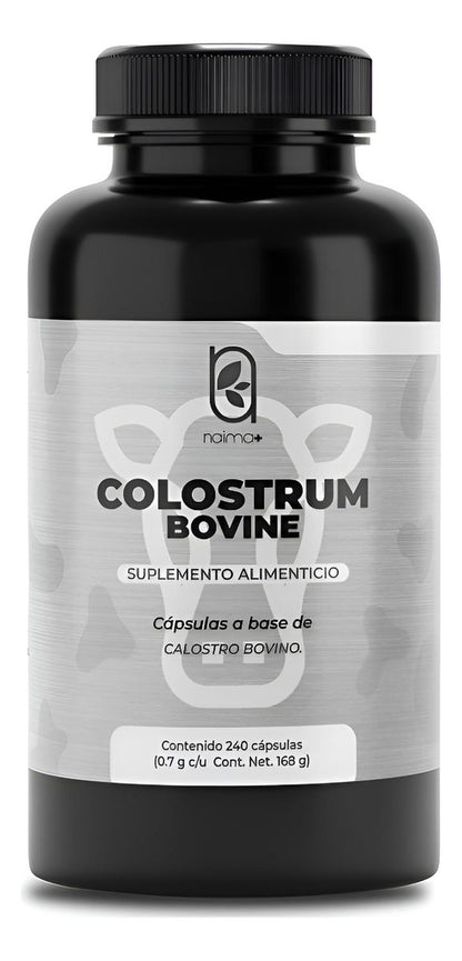 NAIMA Colostrum Bovine 240 Cápsulas | Ingredientes Naturales de origen Bovino | Salud digestiva | Calostro Bovino | Nutrientes esenciales | 700mg por Cápsula |