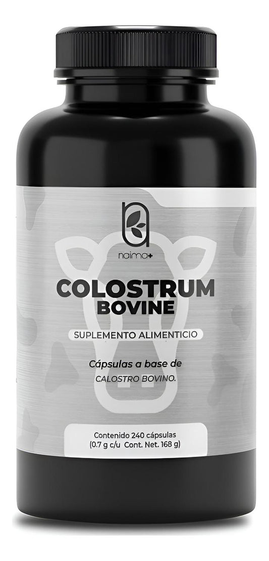 NAIMA Colostrum Bovine 240 Cápsulas | Ingredientes Naturales de origen Bovino | Salud digestiva | Calostro Bovino | Nutrientes esenciales | 700mg por Cápsula |