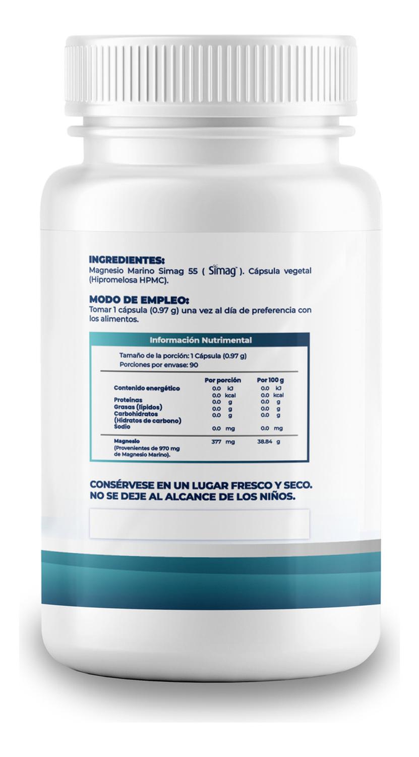 NAIMA Magnesio Marino 90 Cápsulas | SIMAG Magnesio Marino del Mediterráneo Francés | Cápsula Vegana | Puro, de Origen Natural | Descaso, Energía, Digestión y Alta absorción | Sin Aditivos | 970mg por Cápsula