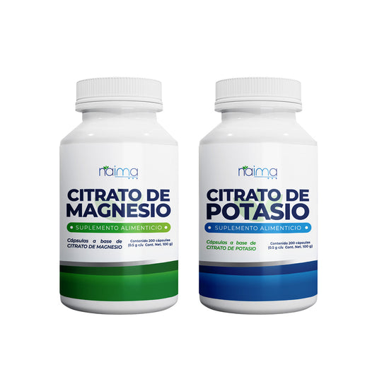 Citrato de Magnesio y Citrato de Potasio 500mg- 200 Cápsulas por Frasco